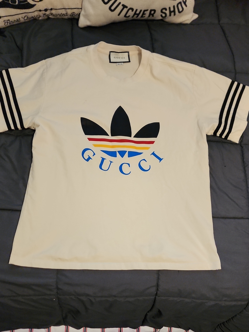 Authentic Gucci X Addidas Three Stripe Shirt Size Medium - Large